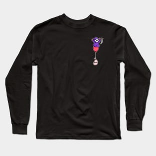 Cute Pocket Grim Reaper with Balloon Kawaii Long Sleeve T-Shirt